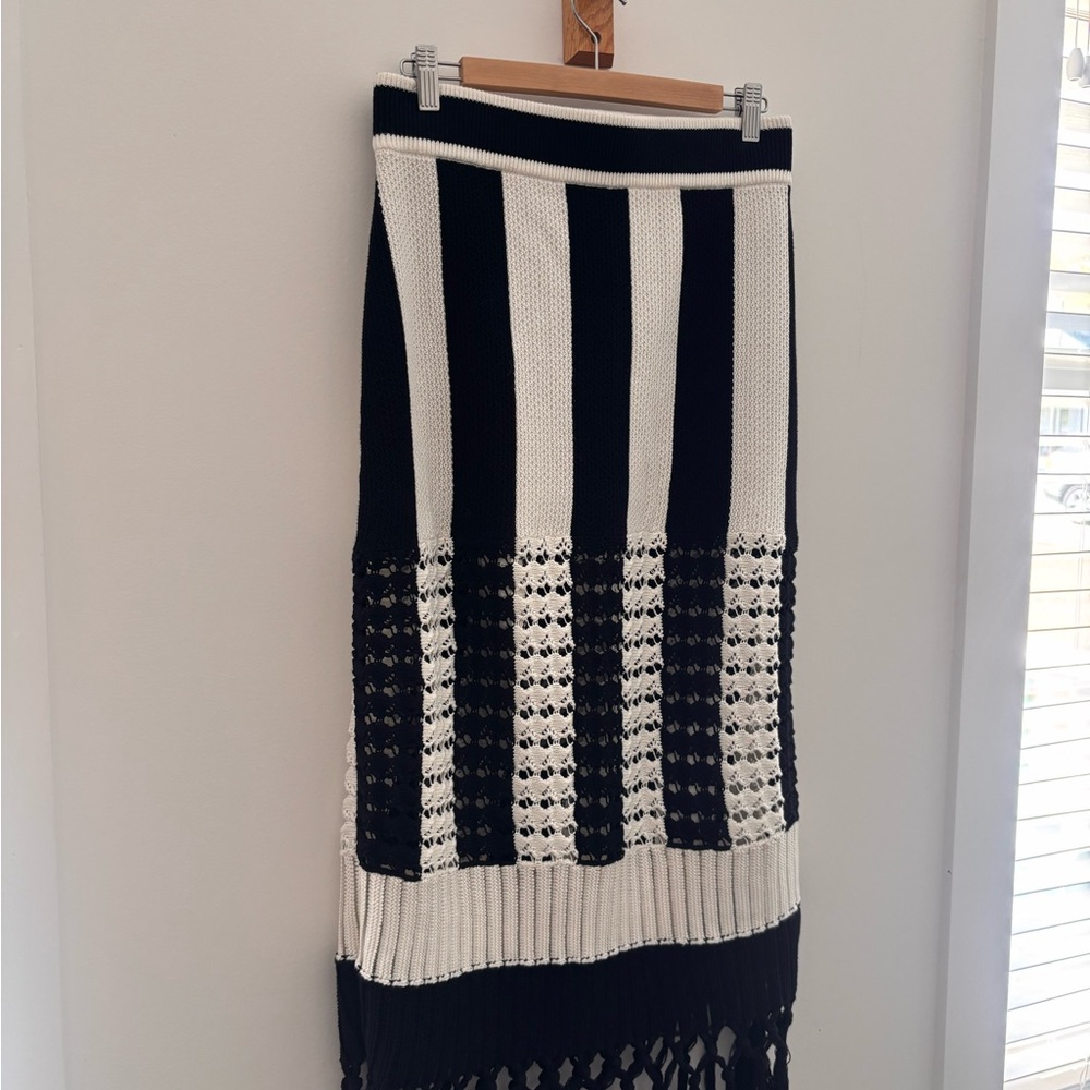 & Other Stories Black and White Crochet-Panel Maxi Skirt